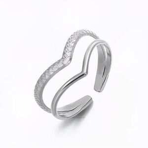 NEW Stainless Steel Adjustable Textured Ring
